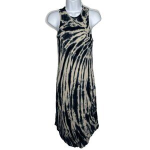 Young Fabulous Broke Robbie Ribbed Tank Dress Size M Navy Blue White Tie Dye
